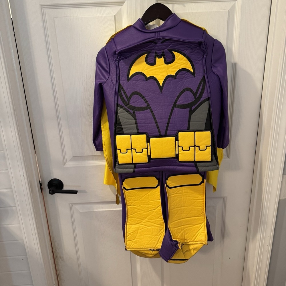 Lego Batgirl Costume Girls Small 4-6 Tunic Pants Gloves Cape Purple No Mask‎ New